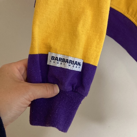 Barbarian Rugby Casuals Hoodie Men's Medium Laurier University Purple Yellow - Picture 8 of 11